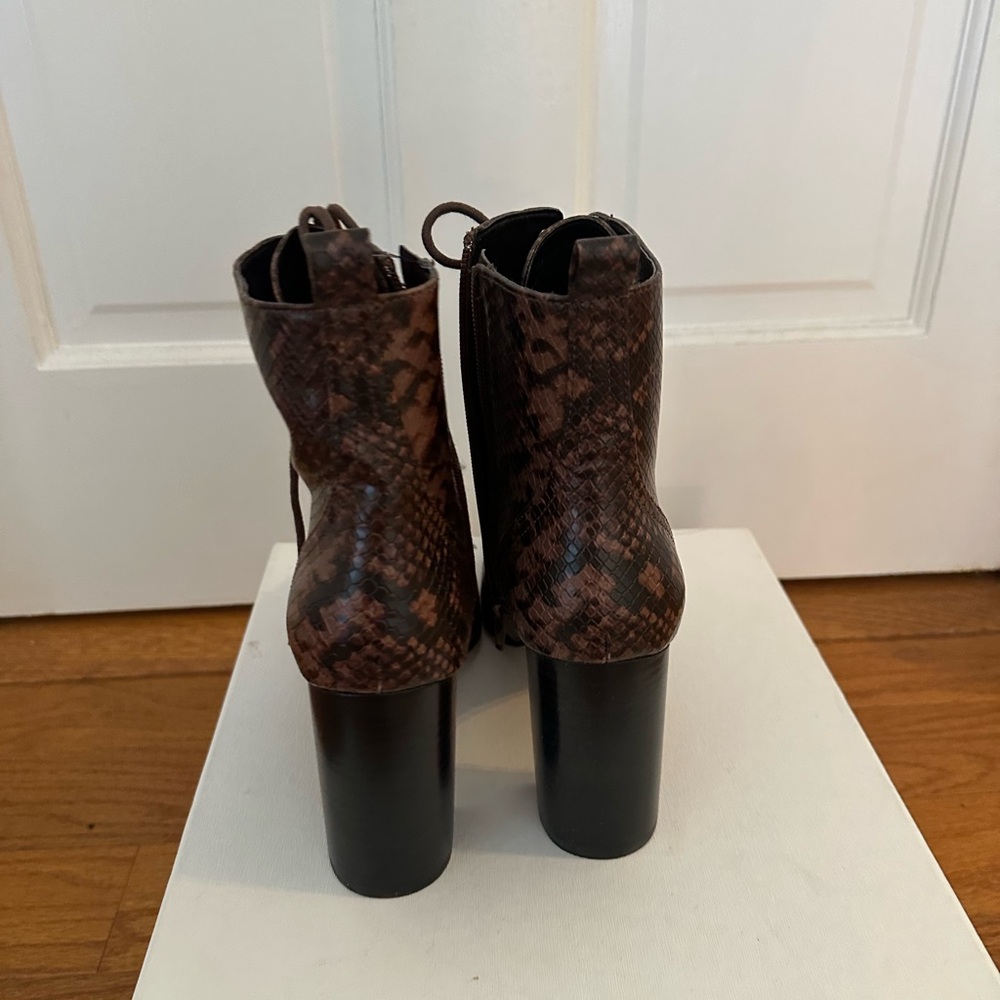 Nordstrom Brown and Black Heeled Boots with Snakeskin Pattern